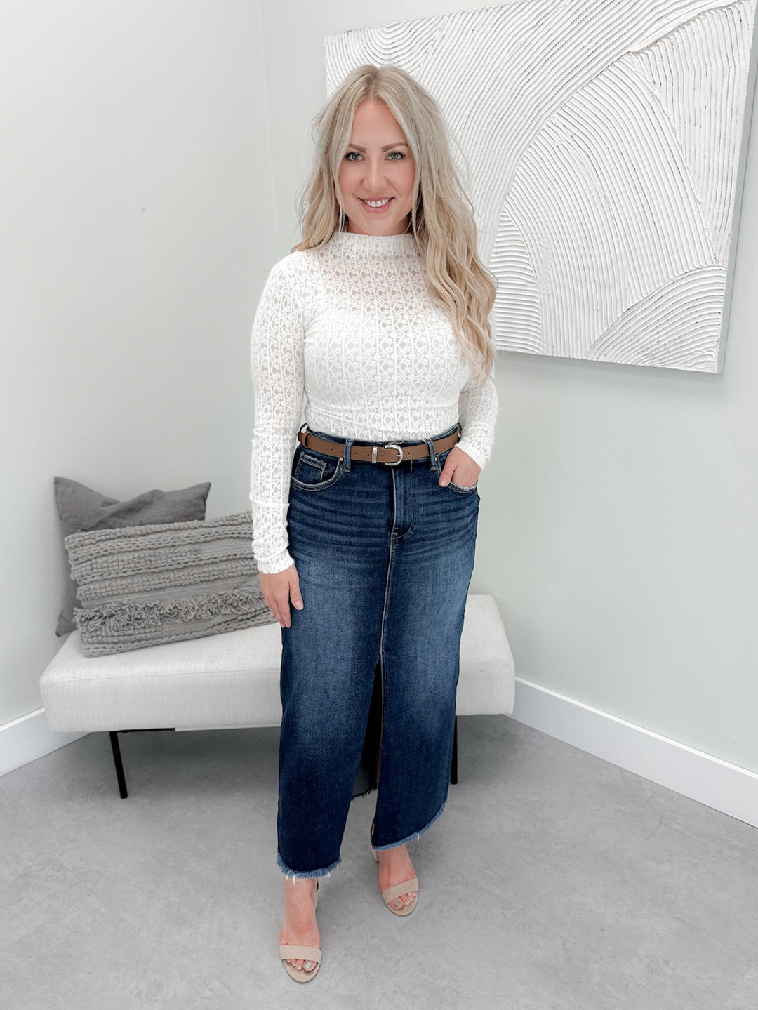 Pike Denim Skirt in Dark Wash