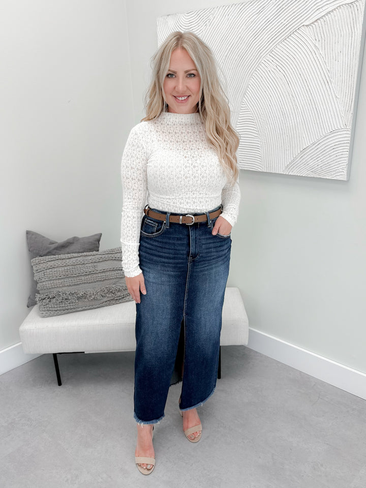 Pike Denim Skirt in Dark Wash