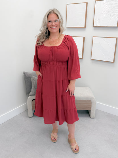 Elda Dress in Brick