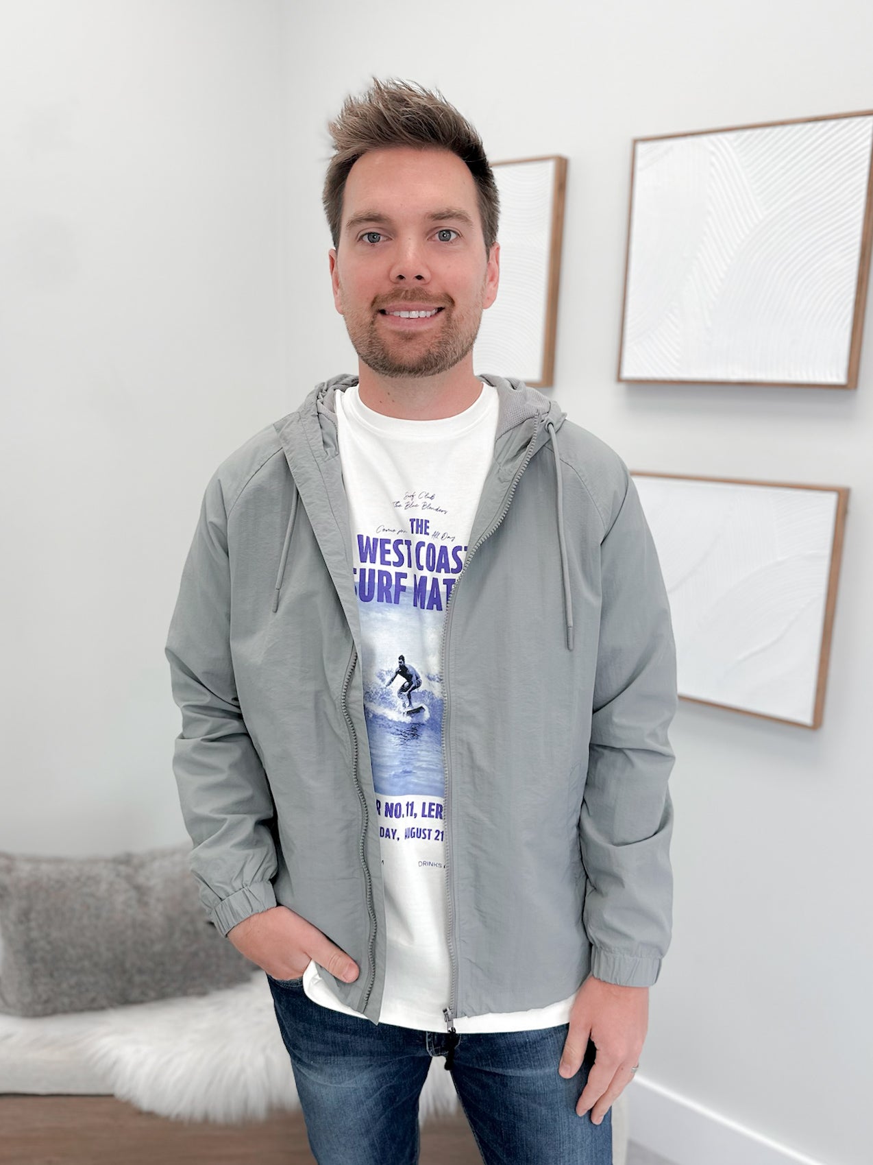 Bronte Mens Nylon Jacket in Grey
