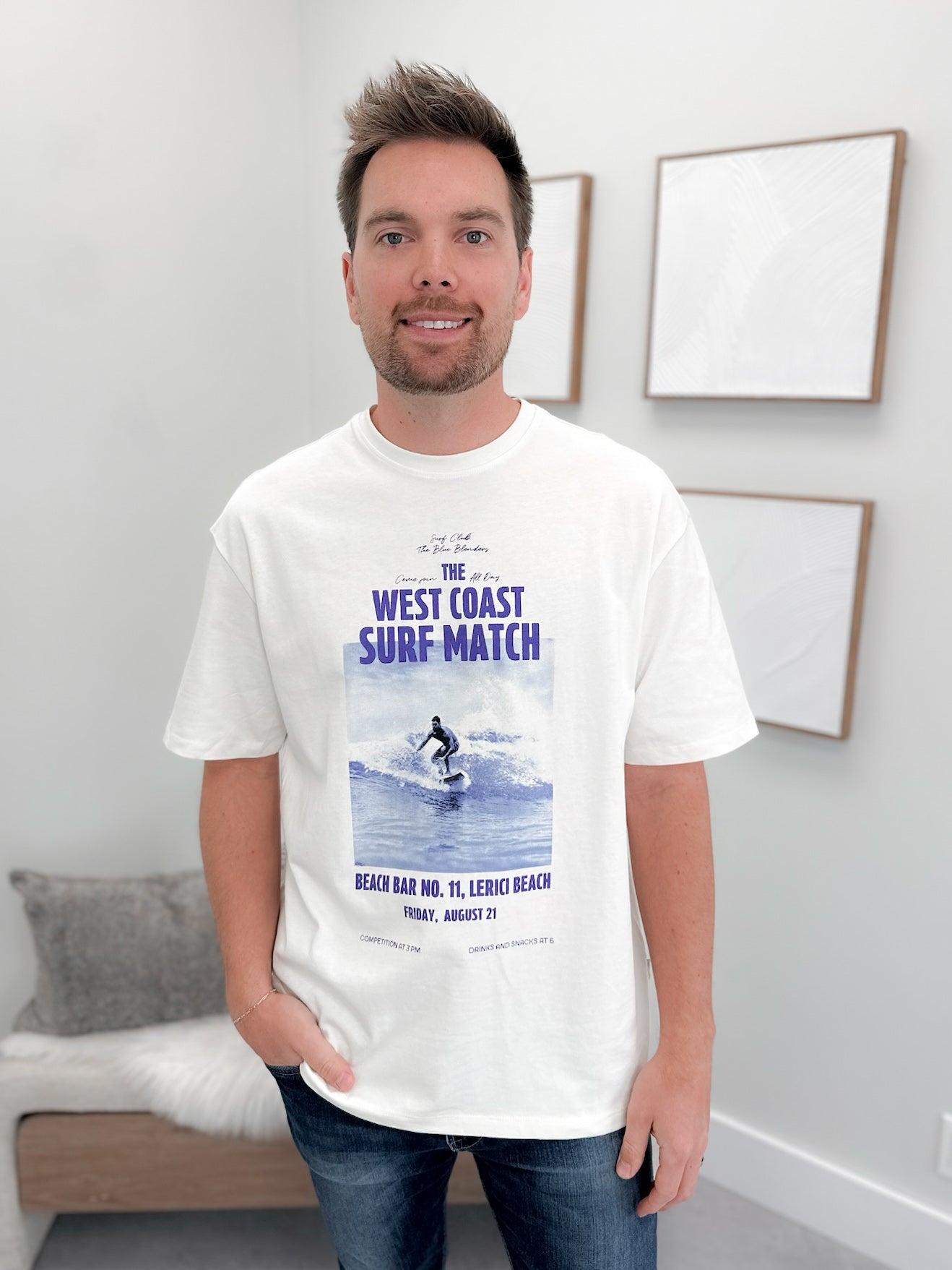 Mens Surf Match Tee in Vanilla