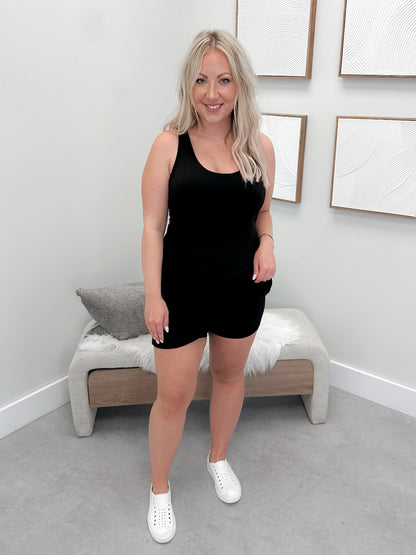 Savannah Romper Dress in Black