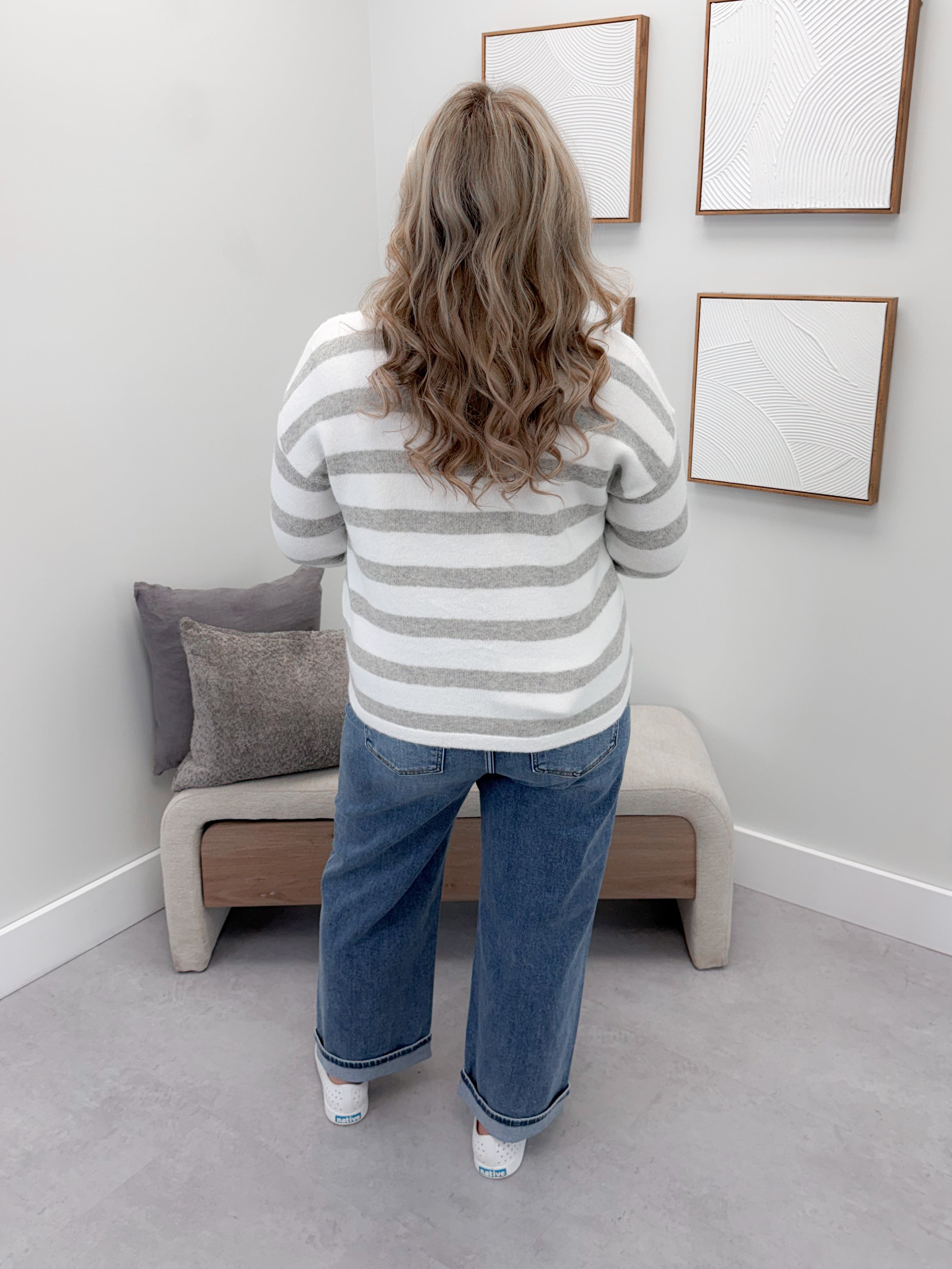 Cozy Striped Sweater in Grey Mix
