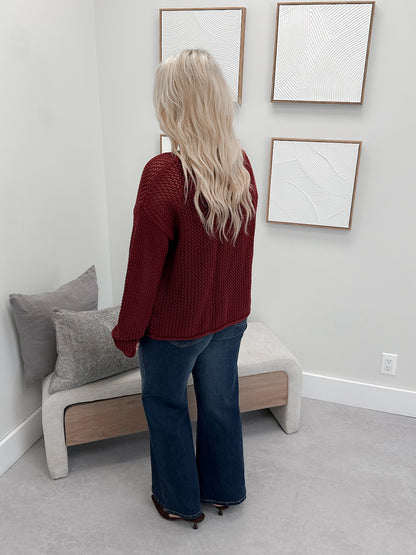 Liza Cardigan in Wine