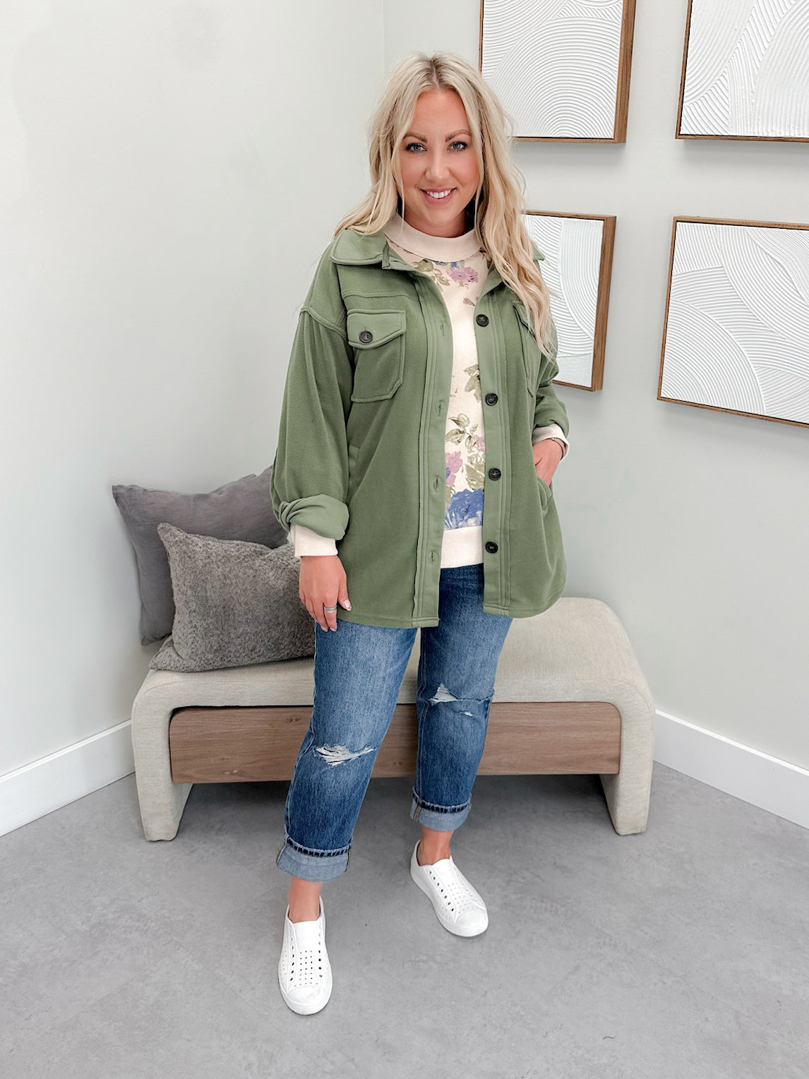 Vesta Shacket in Olive