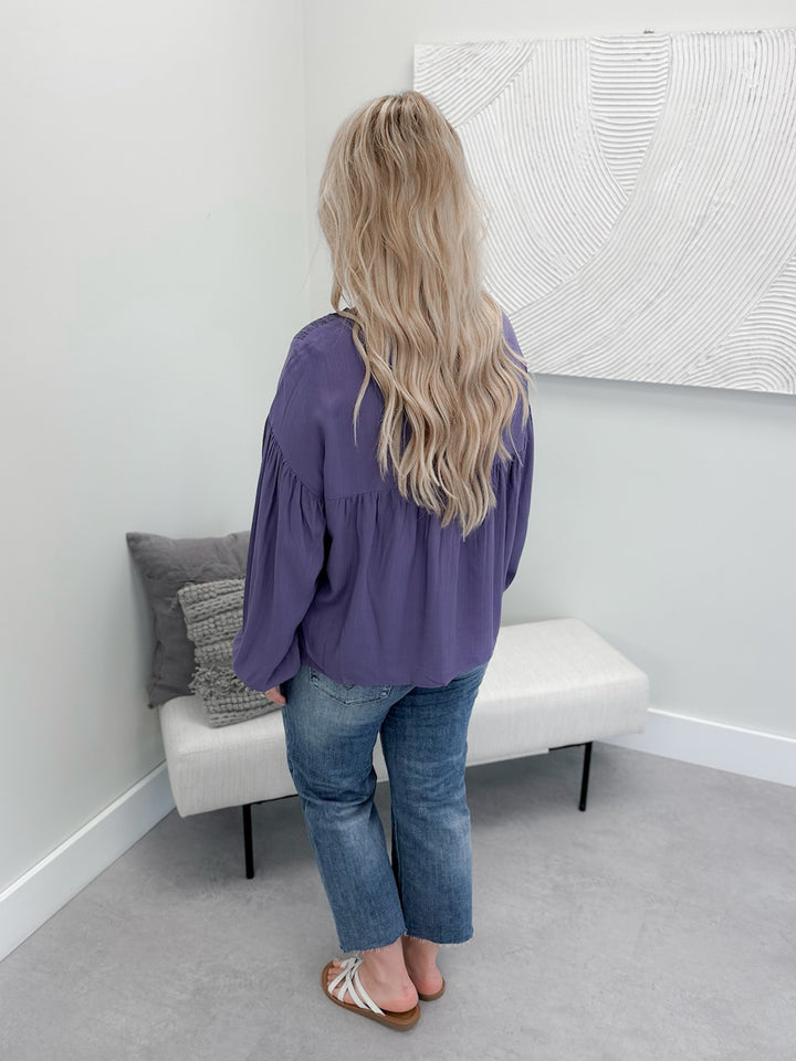 Boho Lace Trim Top in Wisteria by Grace & Lace