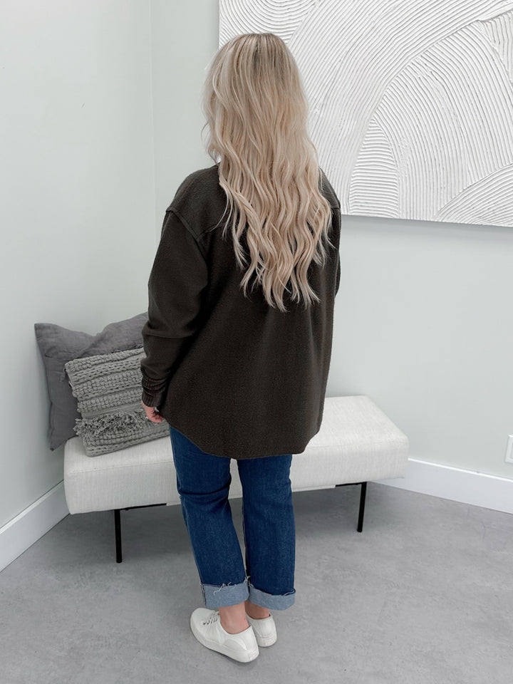 Colt Fleece Shacket in Olive