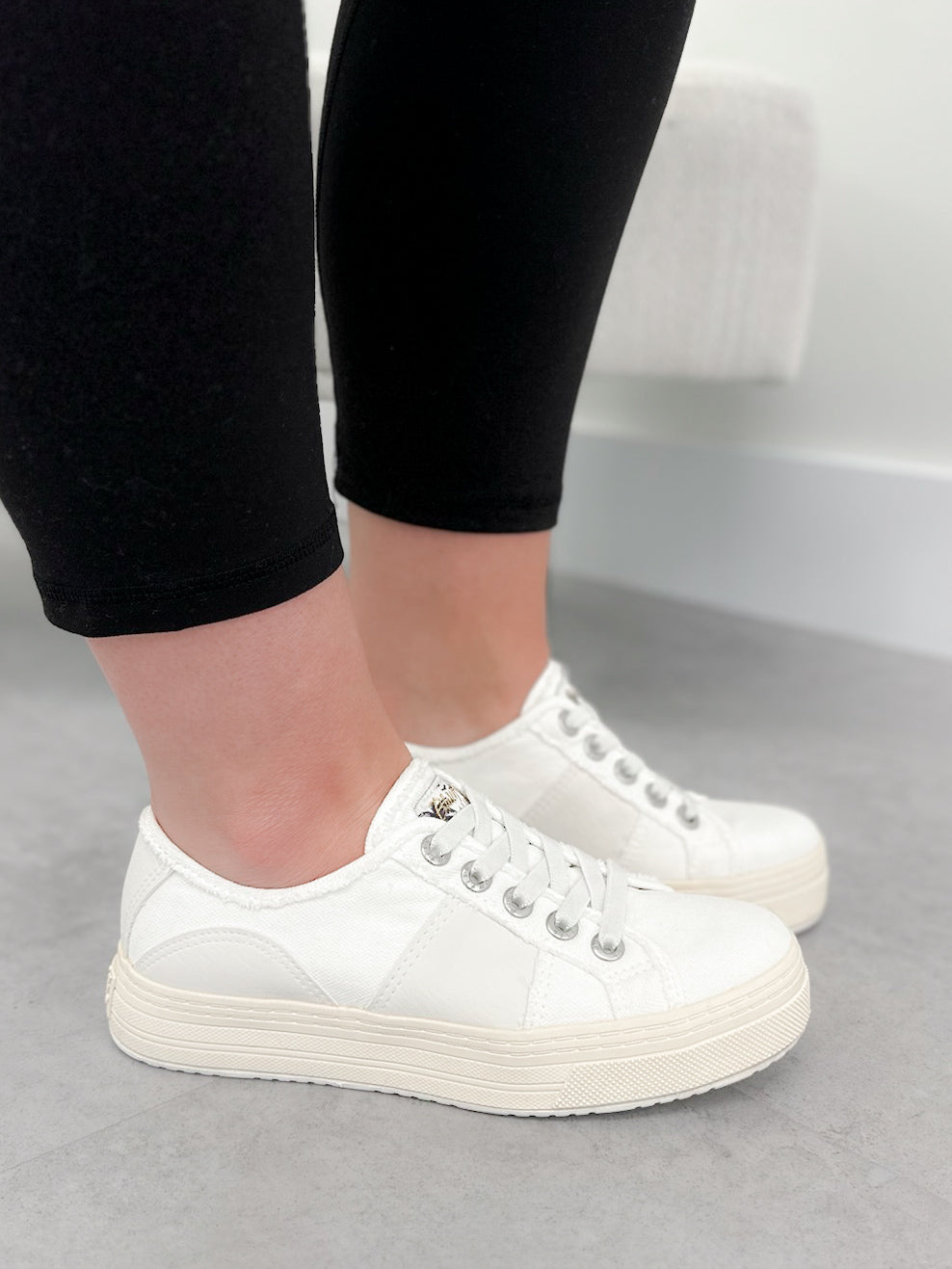 Super Smile Sneaker in White Canvas by Blowfish