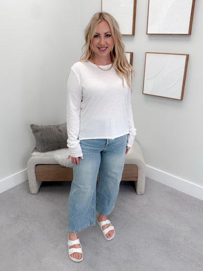Nova Tee Long Sleeve in Ivory by Free People