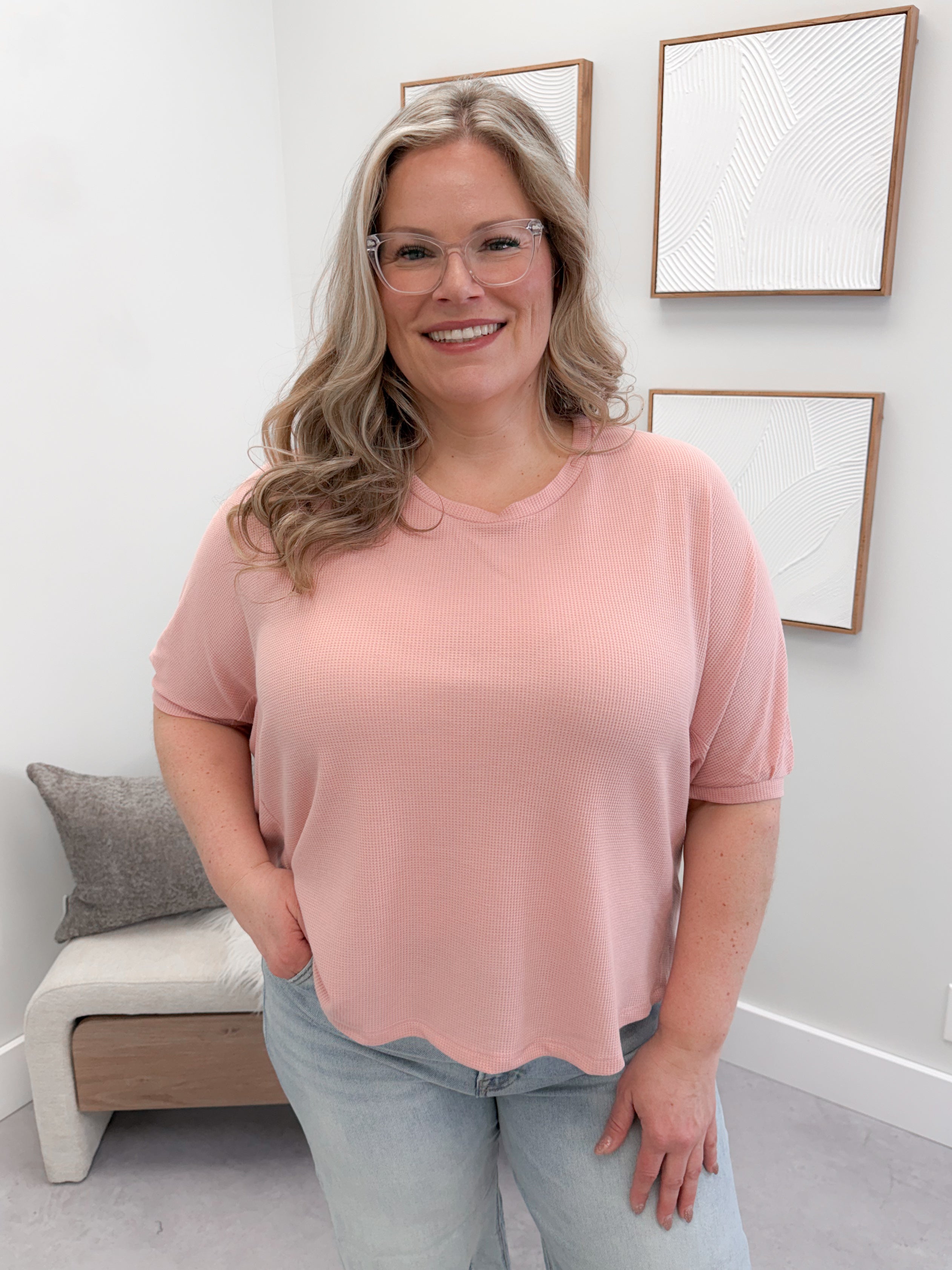 Taz Waffle Tee in Rose