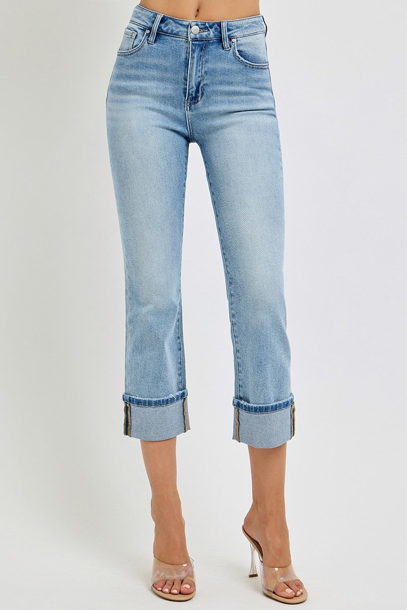 Charlie Ankle Straight Cuff Jeans in Light Wash by Risen
