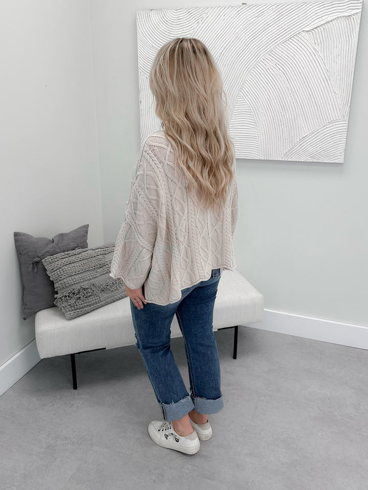 Sydney Cable Knit Sweater in Sand