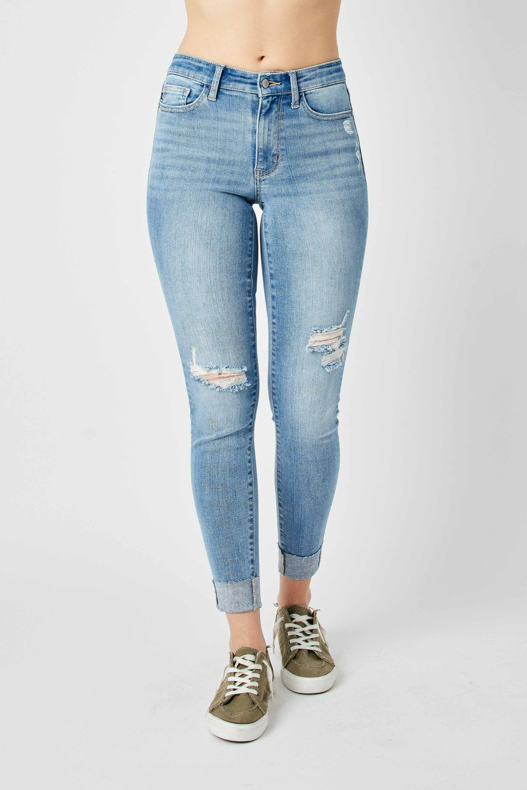 Vanessa Chunky Cuff Jeans in Light Wash by Judy Blue