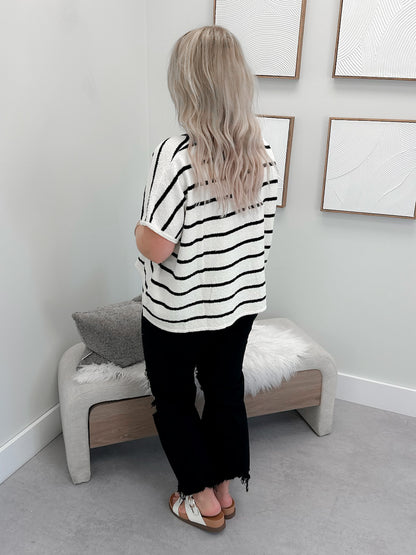 Nancy Knit Tee in Black Stripe