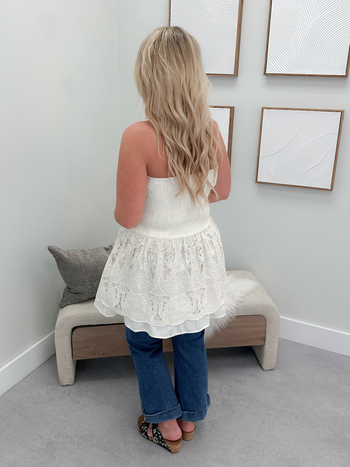 Lotus Strapless Top in Ivory