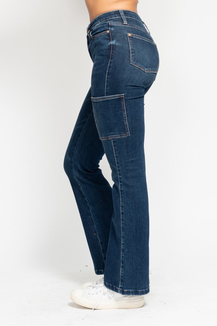 Noor Wide Leg Cargo Jeans by Judy Blue