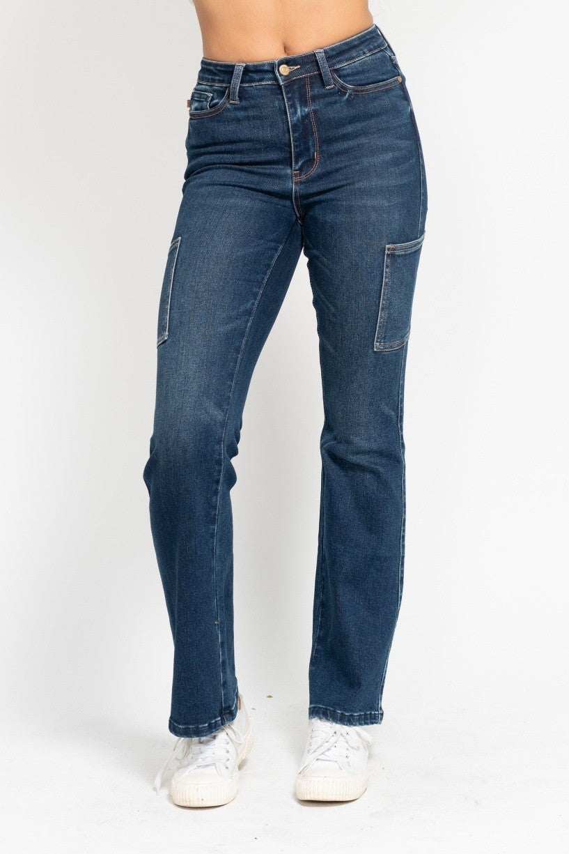 Noor Wide Leg Cargo Jeans by Judy Blue