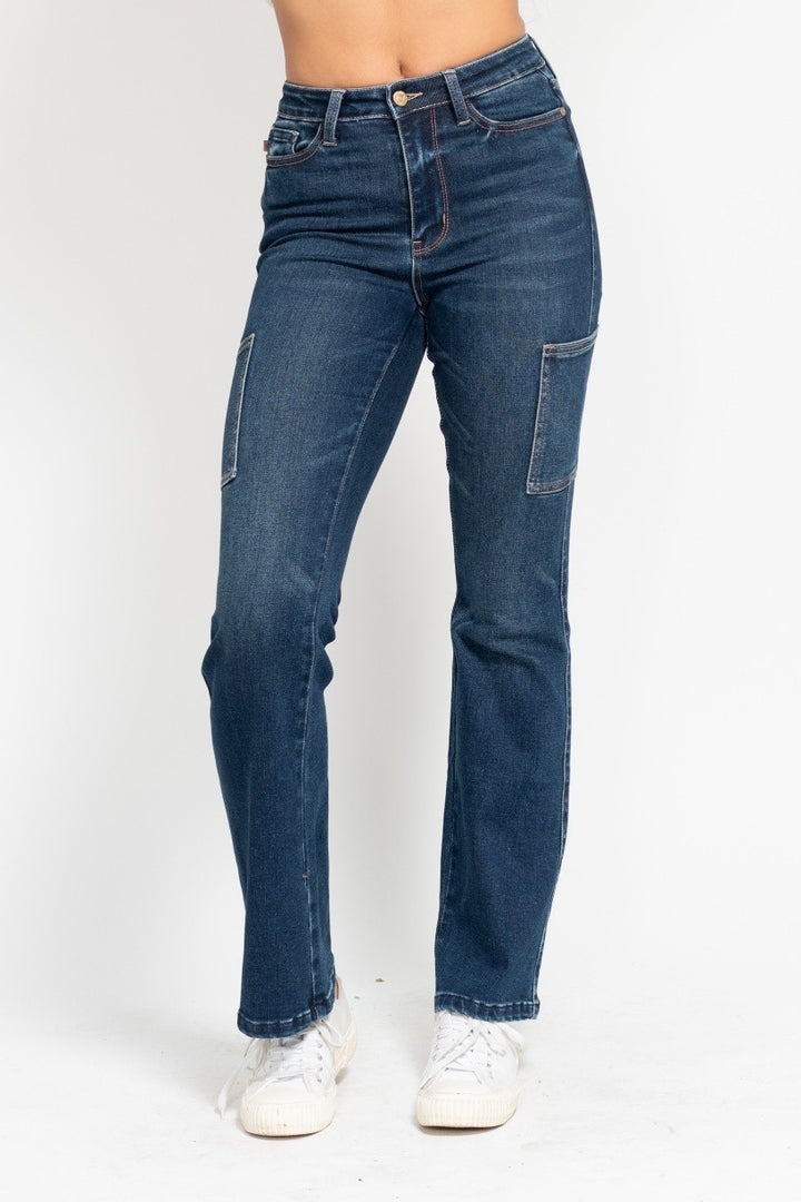 Noor Wide Leg Cargo Jeans by Judy Blue