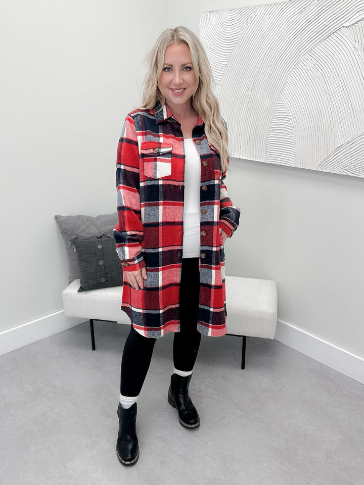 Brooklyn Shacket in Red