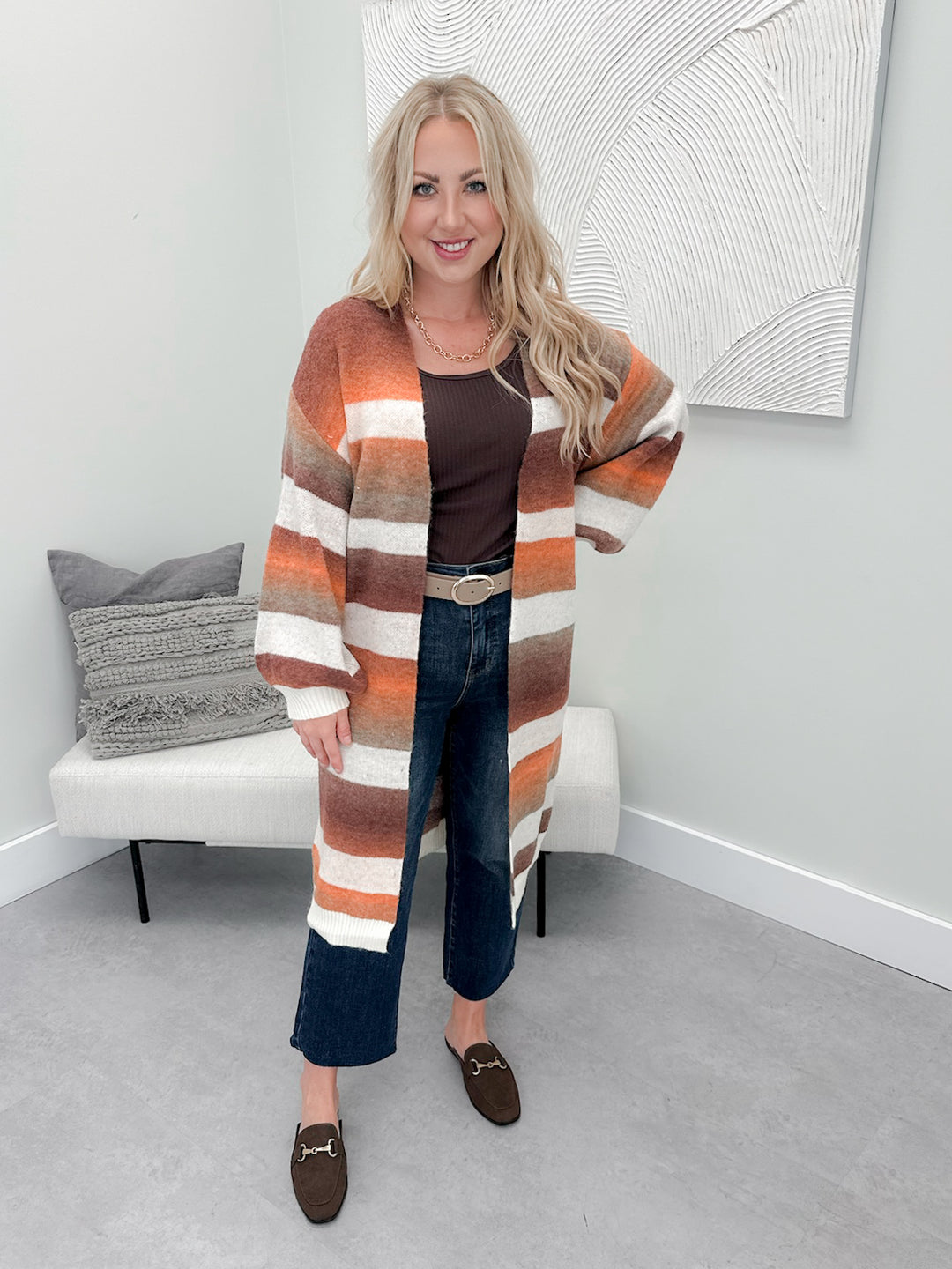 Sunset Cardi in Ombre Brown