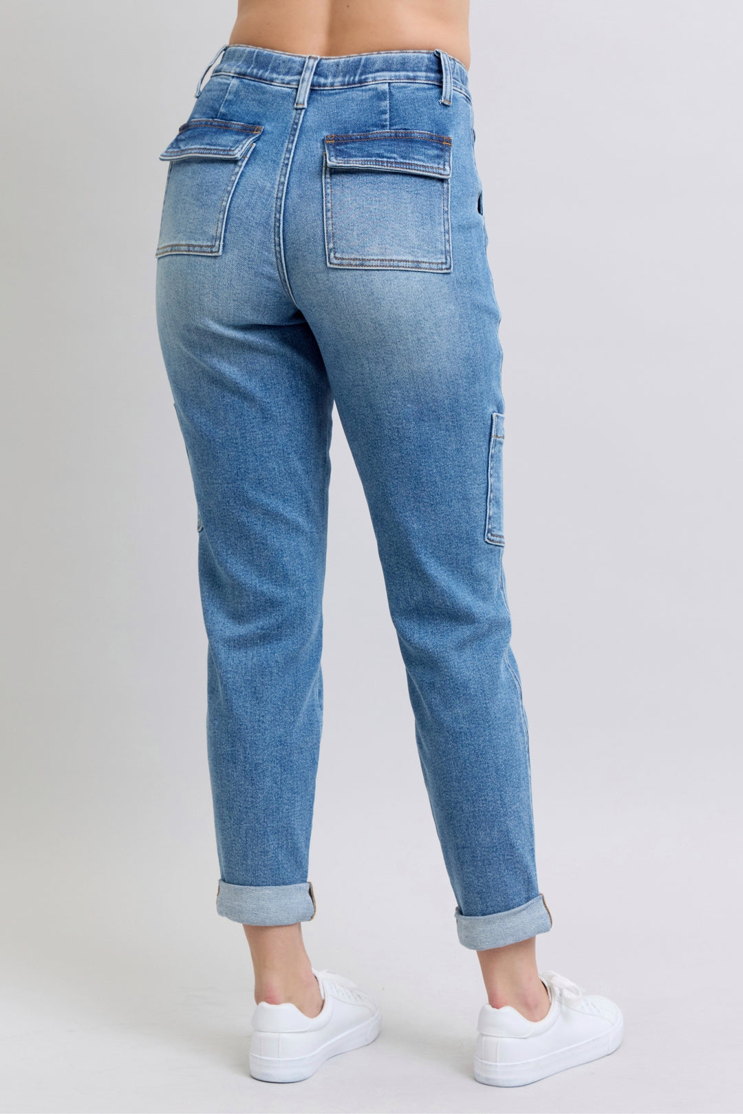 Cuffed Cargo High Rise Jeans by Judy Blue