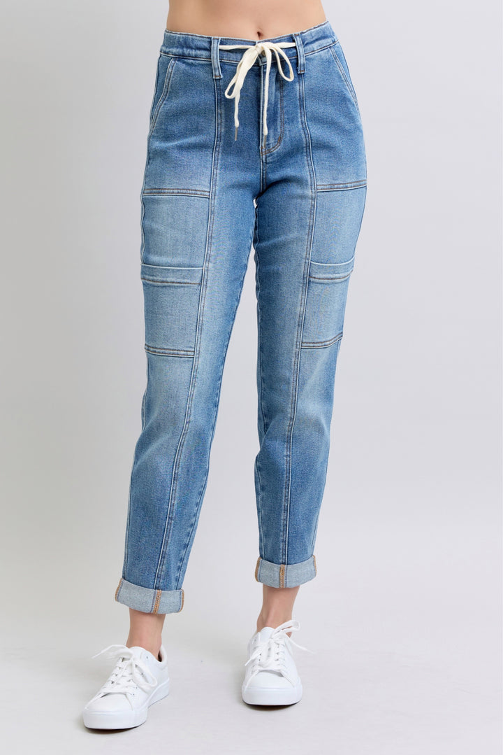 Cuffed Cargo High Rise Jeans by Judy Blue