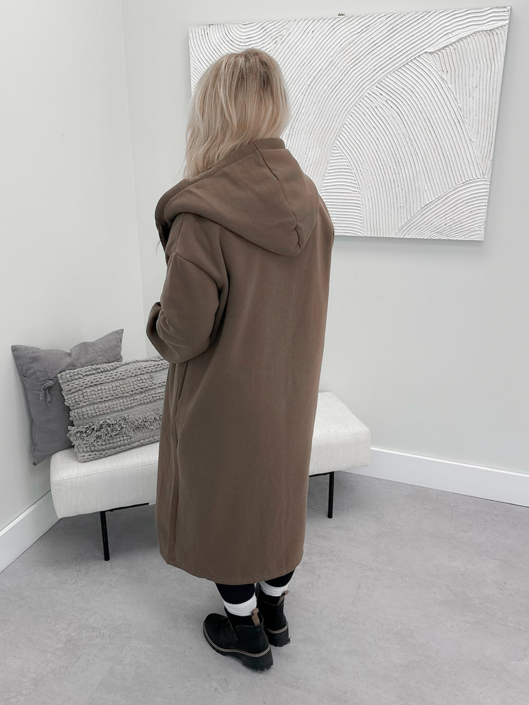 Haylie Hooded Maxi Cardigan in Brown