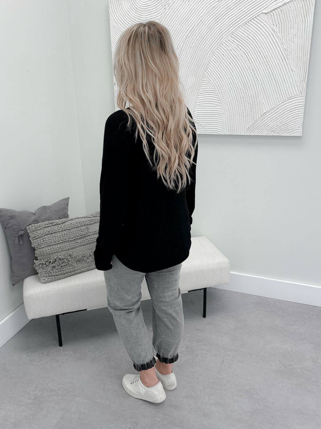 Maribelle Waffle Long Sleeve in Black