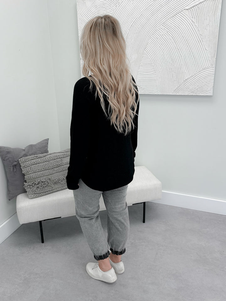 Maribelle Waffle Long Sleeve in Black