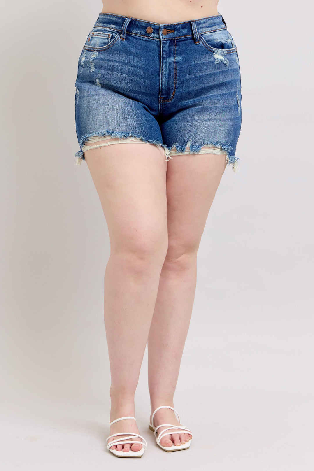 Double Button Mid Rise Shorts by Judy Blue