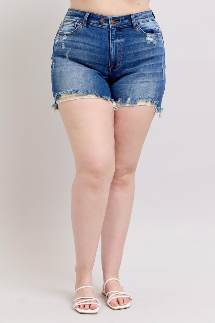 Double Button Mid Rise Shorts by Judy Blue