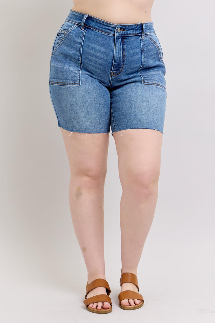 Kalea Mid-Rise Shorts in Medium Wash by Judy Blue