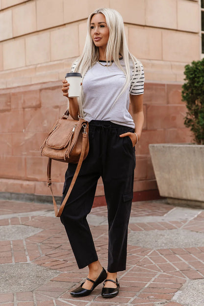 Cargo Cutie Crop Pant in Black by Ampersand Avenue