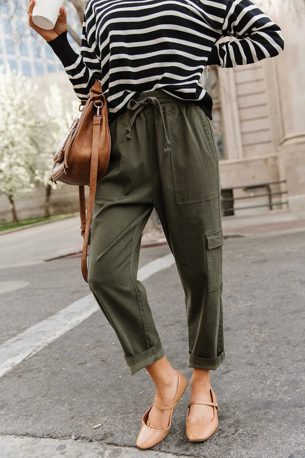 Cargo Cutie Crop Pant in Olive by Ampersand Avenue