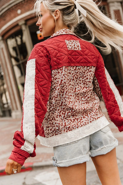 Patch Me Pretty Bomber Jacket in Red Velvet by Ampersand Avenue