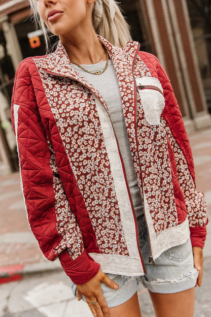 Patch Me Pretty Bomber Jacket in Red Velvet by Ampersand Avenue