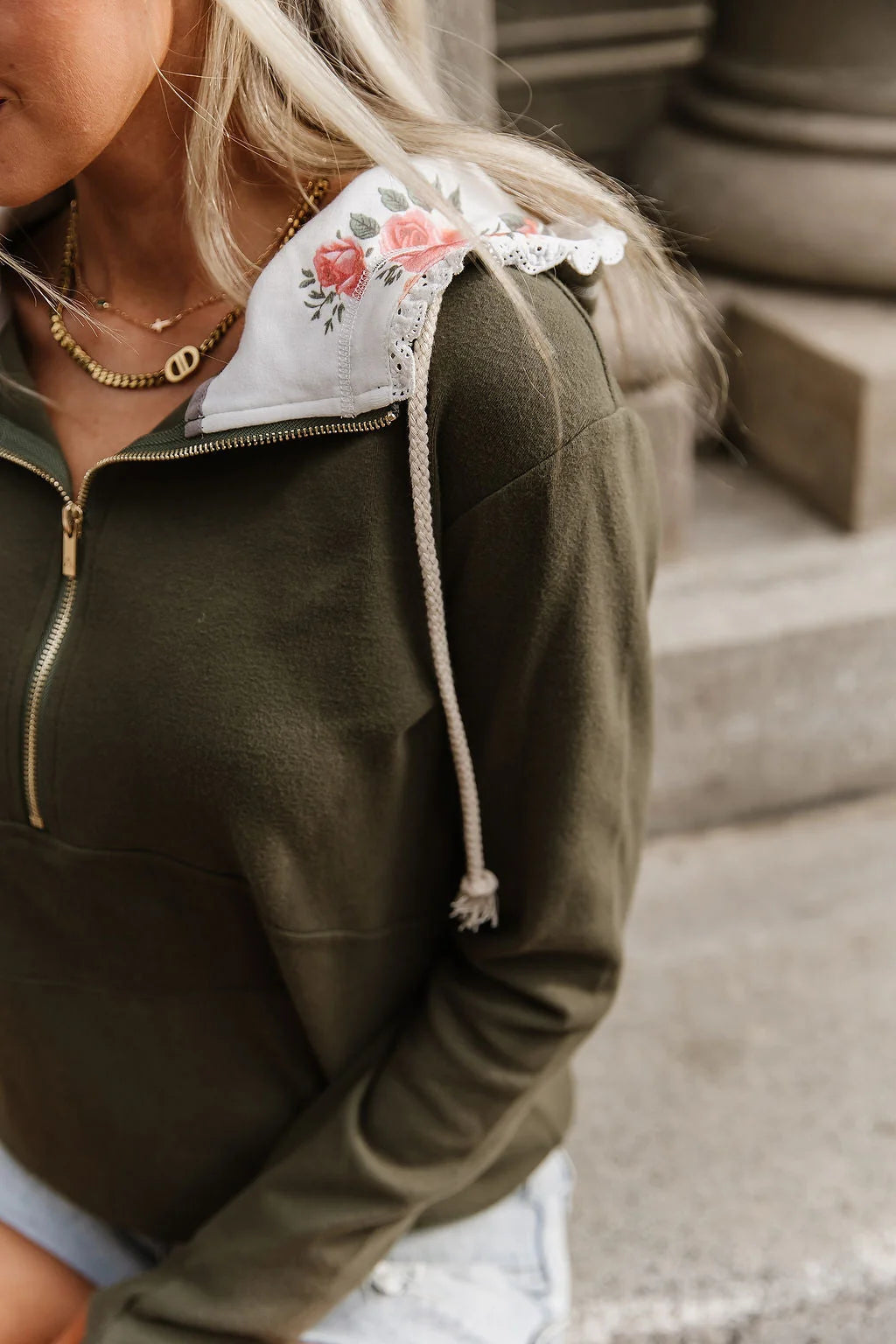 HalfZip Sweatshirt in Lace Gardens by Ampersand Avenue
