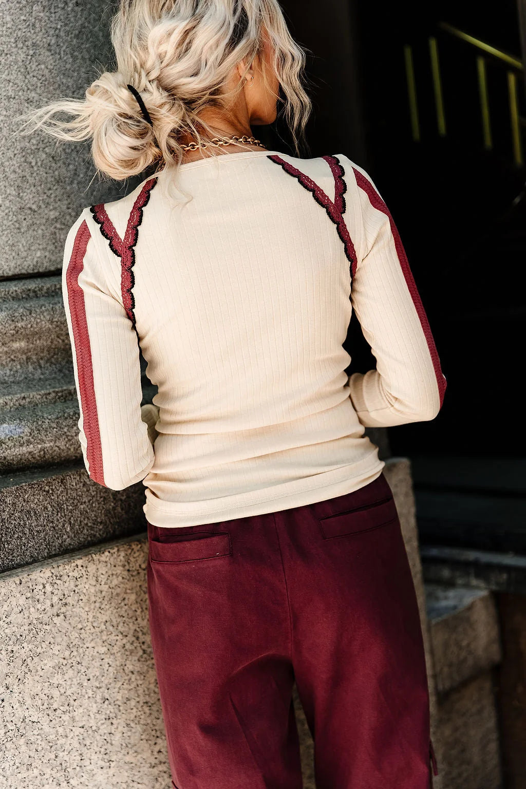 Laced in Love Long Sleeve in Rose Accent by Ampersand Avenue