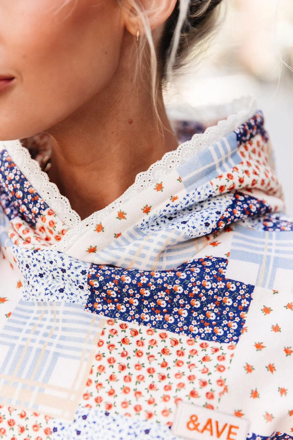 Everywhere Hoodie in Patchwork Lace by Ampersand Ave