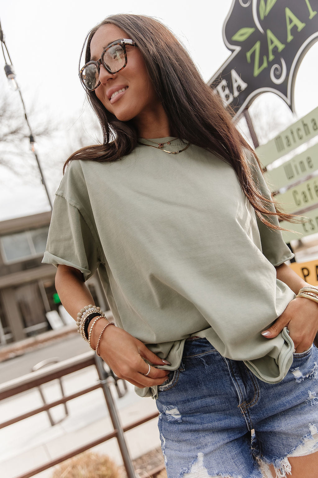 Boyfriend Tee in Sage by Ampersand Avenue