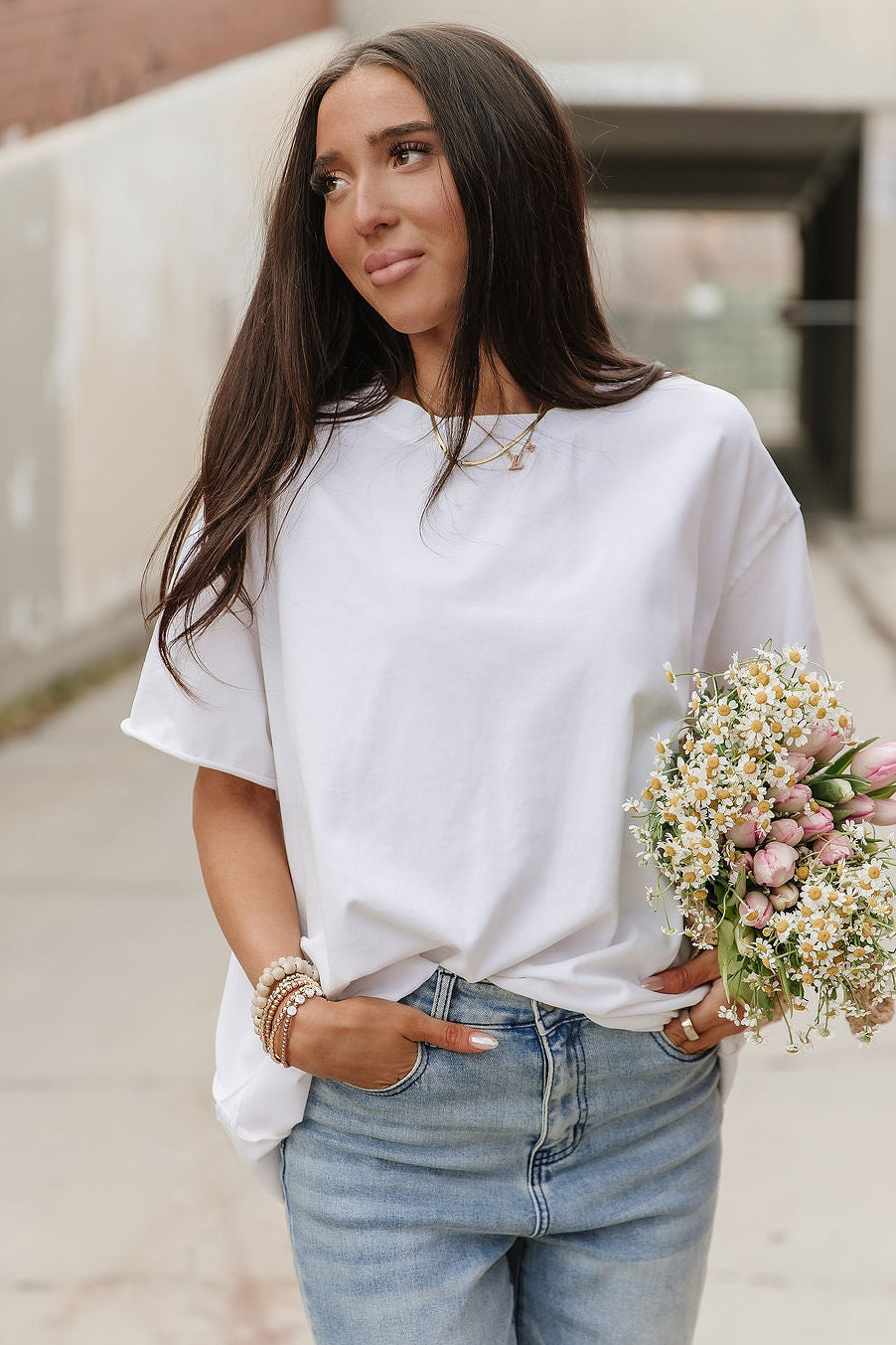 Boyfriend Tee in White by Ampersand Avenue