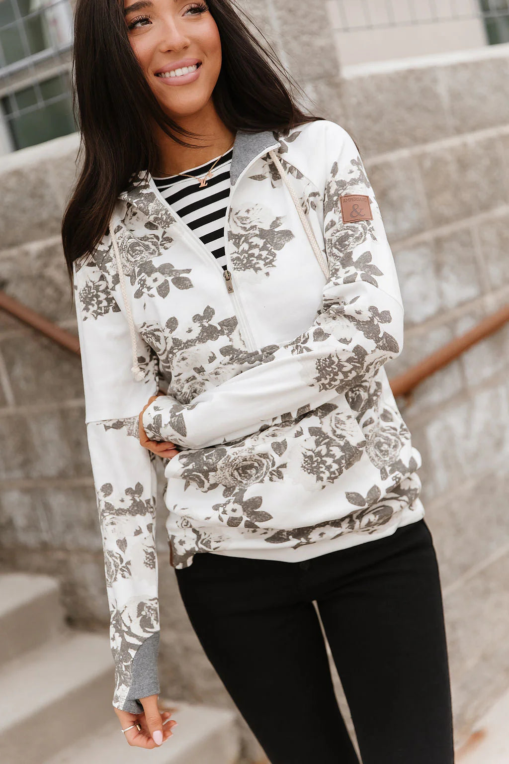 Half Zip Sweatshirt in Chasing Moments by Ampersand Avenue