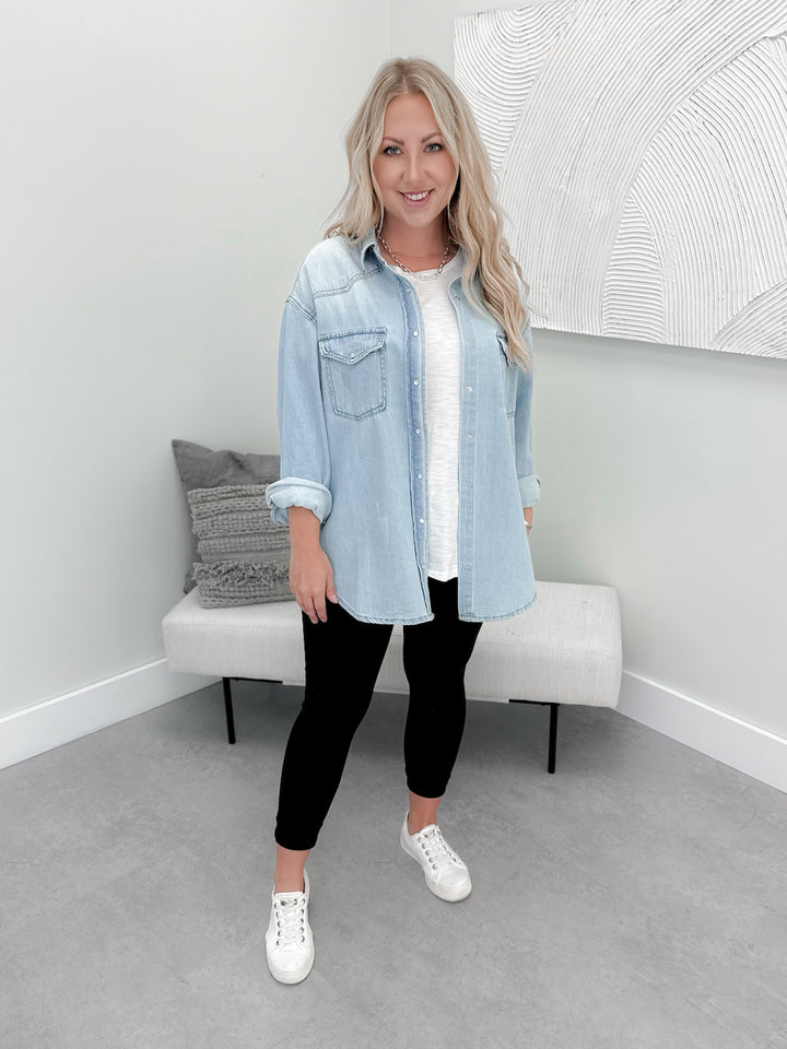 Kimberly Denim Shacket in Light Wash