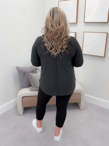 Emory Waffle Long Sleeve in Charcoal