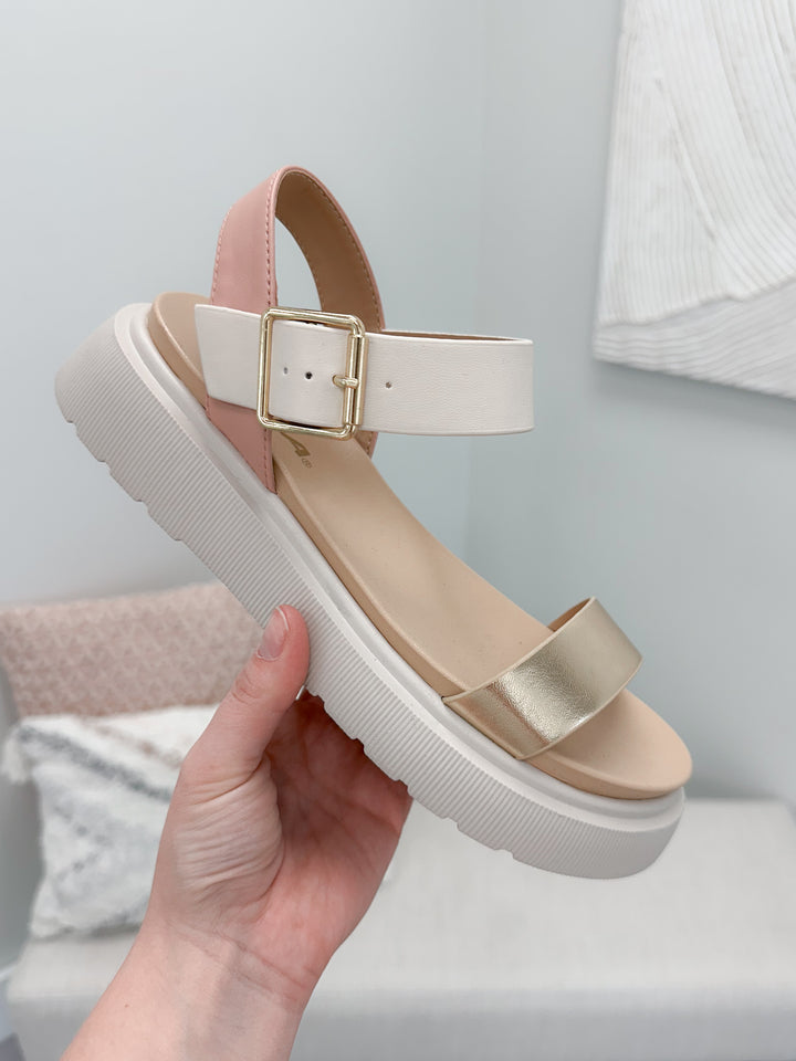 Arden Sandal in Pink and Gold