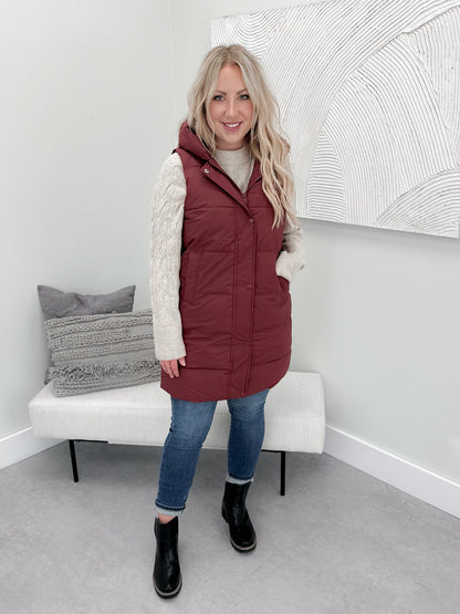 Timber Vest in Burgundy - Size Small