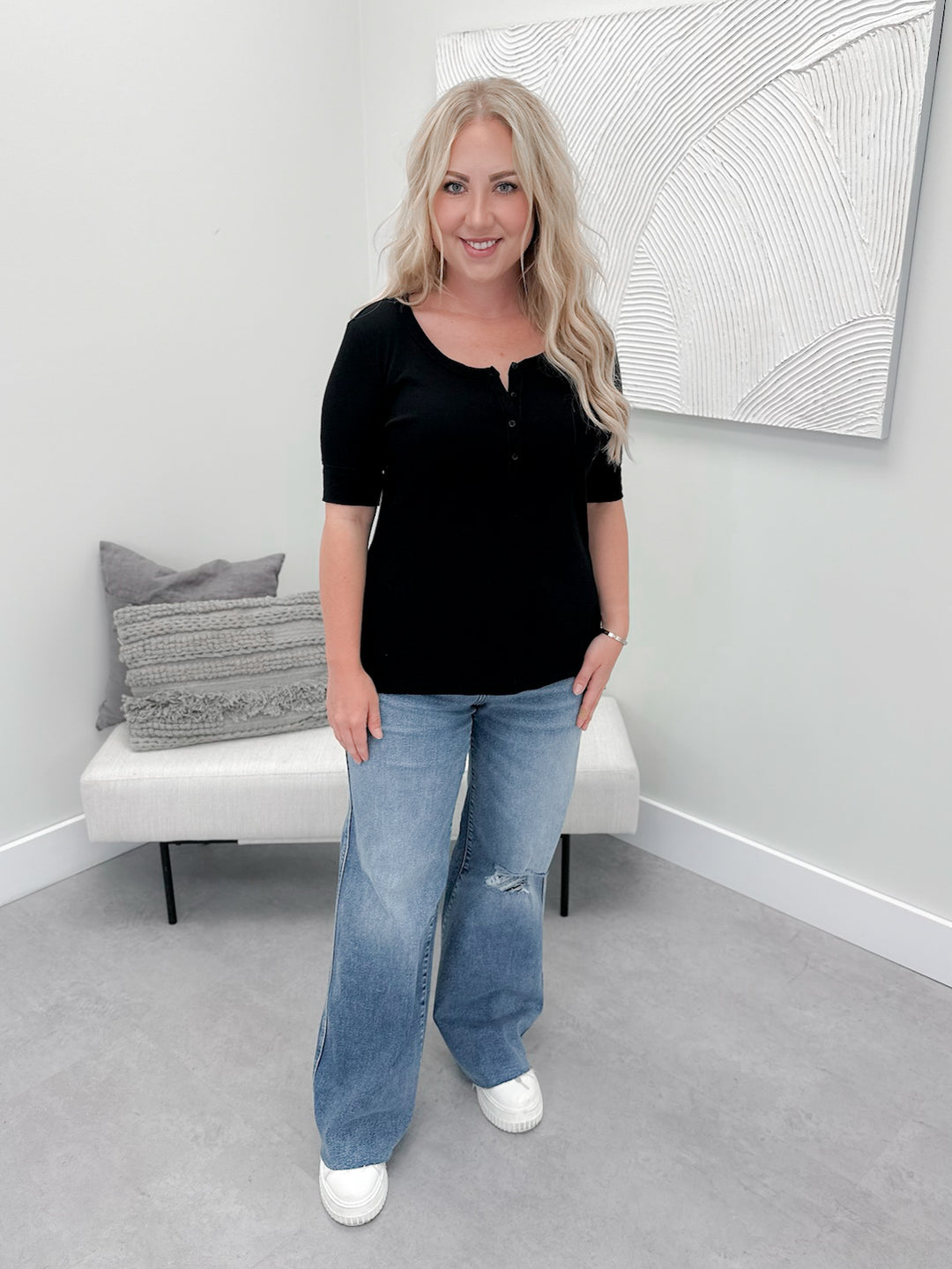 Kennedy Ribbed Top in Black