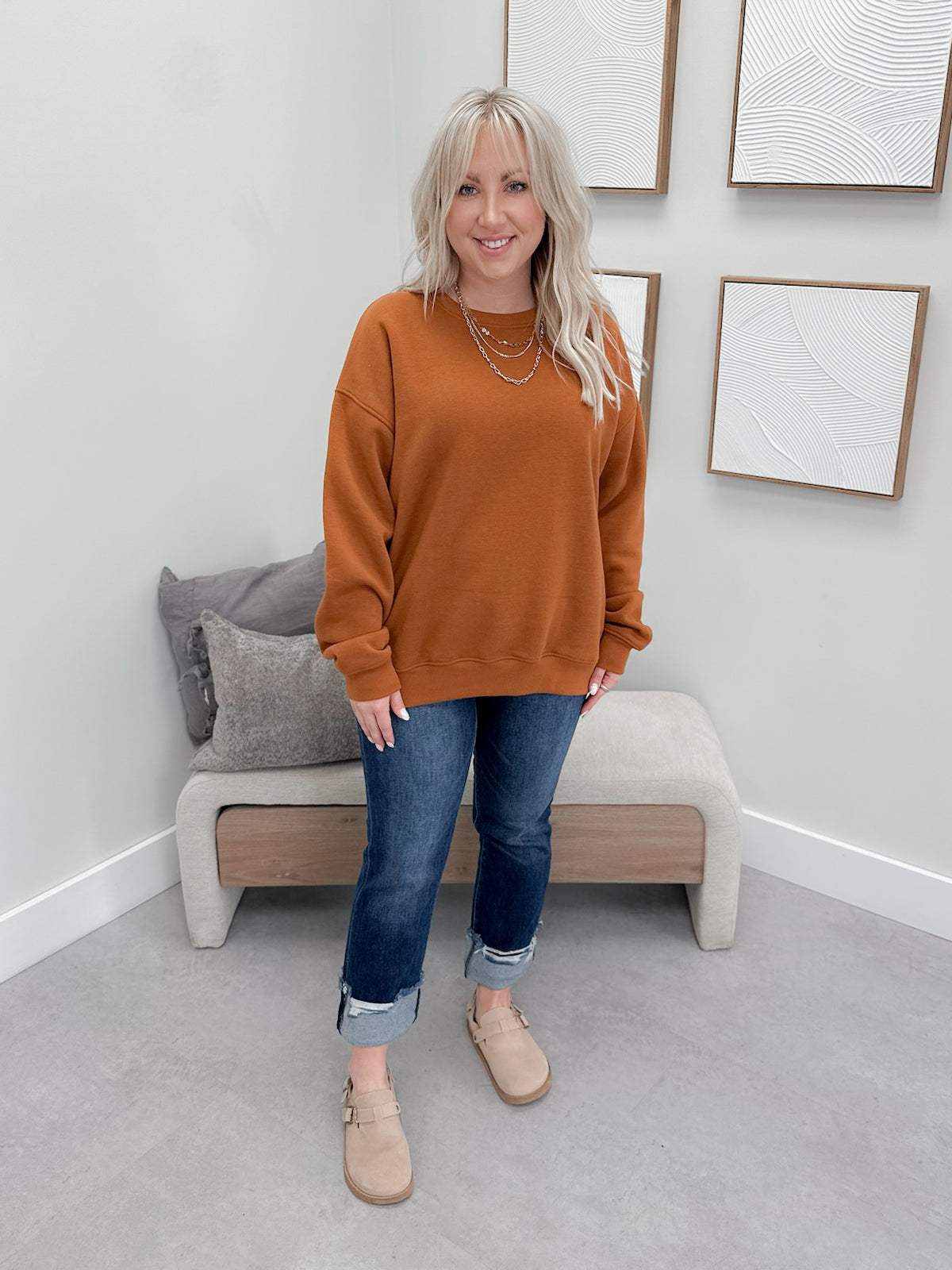 Portia Pullover in Burnt Amber