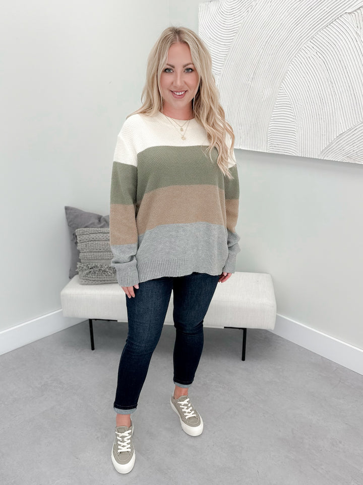 Cara Colour Block Sweater in Neutral Mix