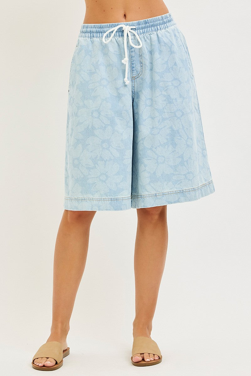 Coco Jorts in Floral Light Wash by Risen